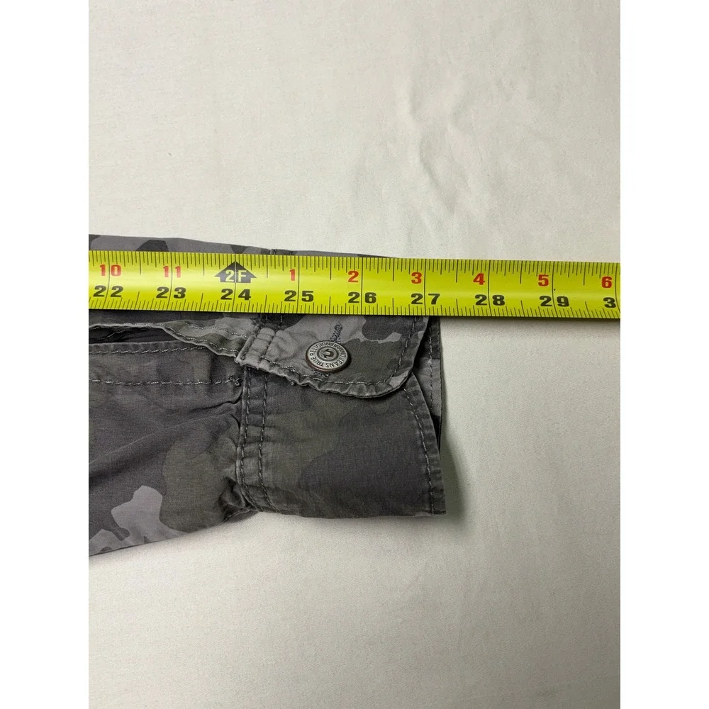True Religion Luca Mens XL Camo Button‎ Down Shirt Grey Green Utility Military